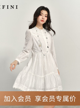 【商场同款】诗凡黎本白色圆领连衣裙2024夏新款小白裙3G3290531