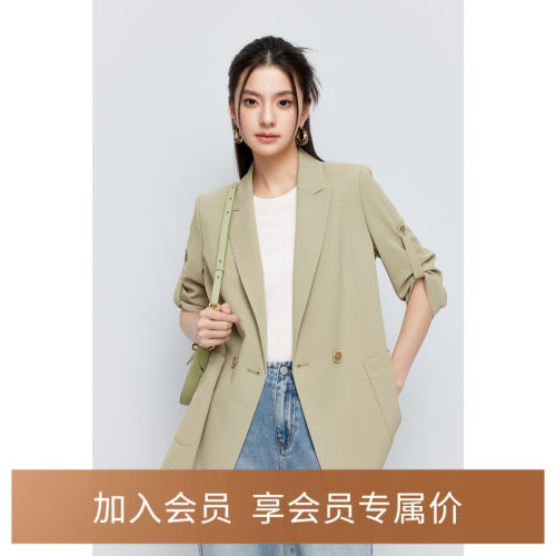 【商场同款】诗凡黎绿色西装2024夏新款职业西服外套女3F4210521
