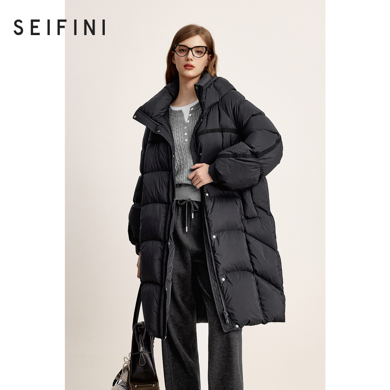 【商场同款】诗凡黎连帽拉链鸭绒羽绒服2024年冬新款女3FA380571R