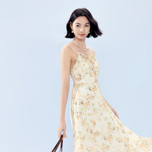 伊芙丽法式 茶歇裙 海边度假浪漫绝美碎花吊带连衣裙女2024夏装 新款