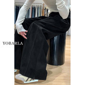 胖mm宽松垂感显瘦梨形身材直筒裤 黑色阔腿牛仔裤 大尺码 新款 女夏季