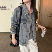 设计感小众百搭复古牛仔薄外套 胖妹妹mm春2026新款 大婉酱大码 女装