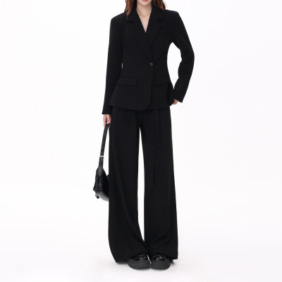 黑色西服套装女2025秋通