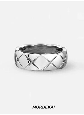 【张丫丫优选】MORDEKAI钛钢戒指小香风菱格宽窄交叉指环D-1722