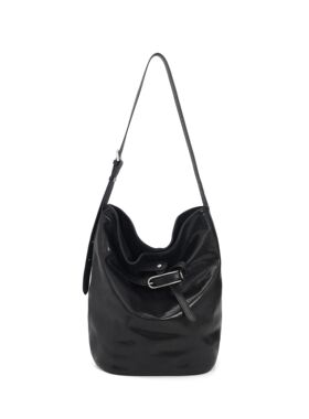 【张丫丫优选】黑色简约百搭大容量单肩水桶潮包70055