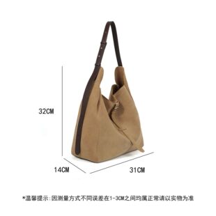 优雅风磨砂托特包搭扣单肩包手拎包5720-卡其色