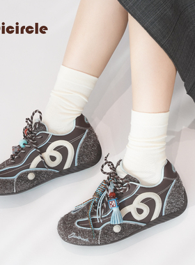 OICIRCLE【内增高6CM】原创新款复古紫色赛车厚底反绒休闲德训鞋