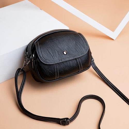 单肩时尚风百搭多层软皮斜挎包