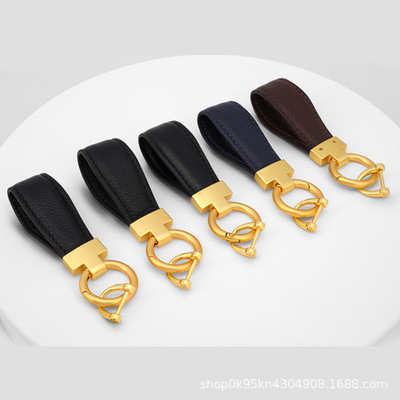 新款汽车钥匙扣挂件高档男士真皮