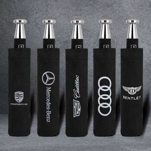 同款劳斯莱斯柄雨伞10骨自动折叠黑胶防晒晴雨伞奔驰4S店汽车标伞