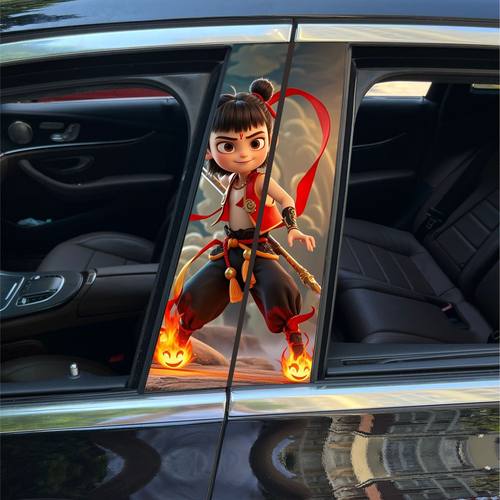 汽车贴纸创意个性车载中柱b柱贴纸外挂哪咤贴防水车窗车身装饰贴