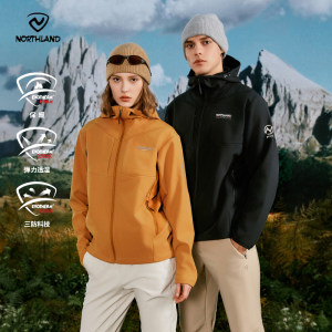 诺诗兰软壳衣男女秋冬新款防风透气加绒保暖连帽冈仁徒步登山外套