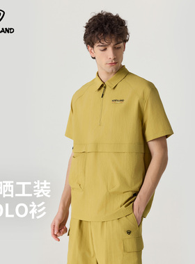 诺诗兰翻领短袖T恤夏男女半拉链防晒工装POLO衫徒步衣NTSFT0399E