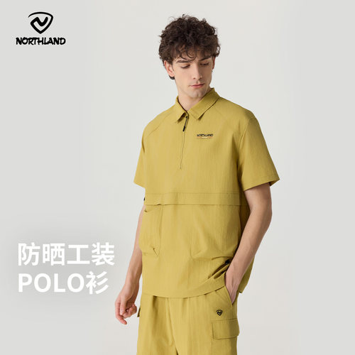诺诗兰翻领短袖T恤夏男女半拉链防晒工装POLO衫徒步衣NTSFT0399E