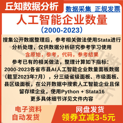 人工智能企业数量2023-2000含参考部分说明 可作工具变量数字经济