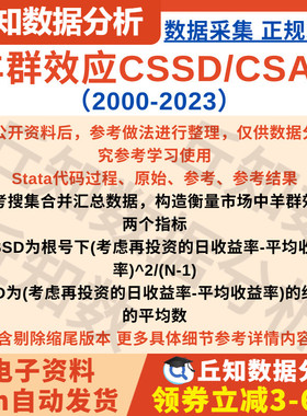市场羊群效应CSSD/CSAD2000-2023数据Stata代码过程 参考结果数据