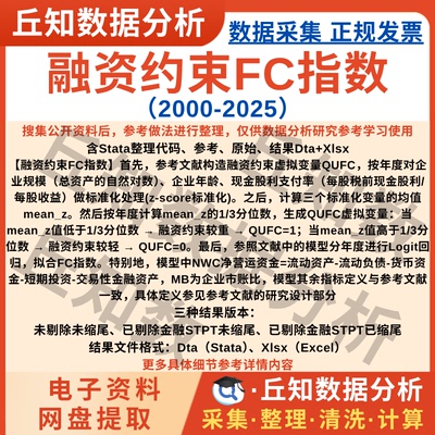 融资约束FC指数2025-2000含Stata代码上市公司数据Excel企业指标