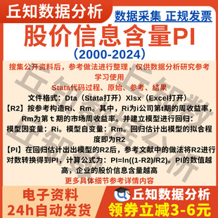 股价信息含量PI计算2024-2000年含Stata代码过程参考上市公司数据