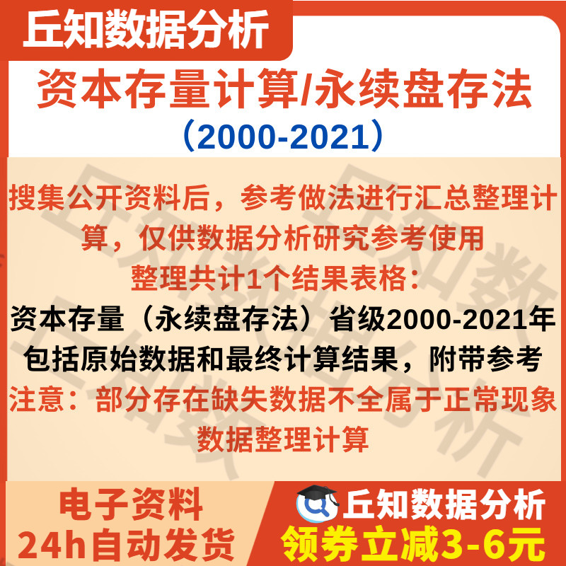 资本存量计算/永续盘存法2021-2000基期2000以固定投资十倍做期初