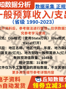 各省一般预算收入/支出数据2023-1990年Stata面板数据含Excel版本