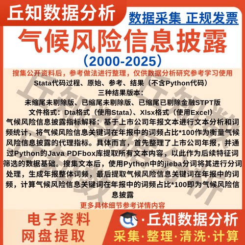 企业气候风险信息披露2025-2000年上市公司词频数据StataExcel表