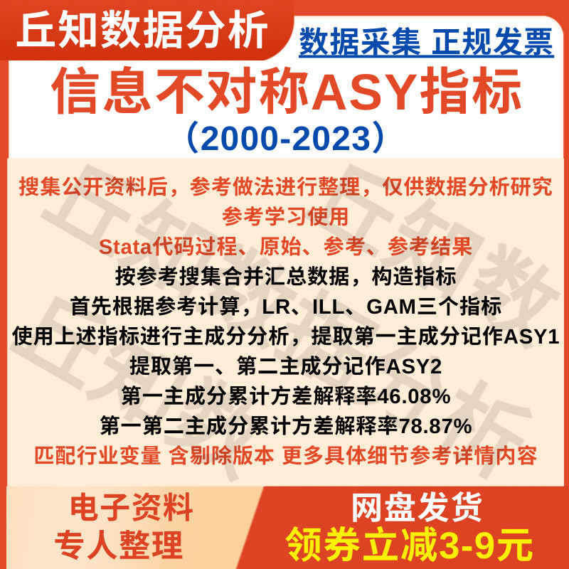 信息不对称水平ASY指数2000-2023年数据Stata代码上市公司主成分