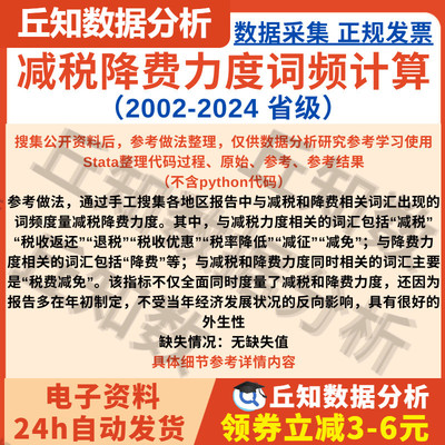省级减税降费力度词频计算2002-2024文本分析Stata与Exce版l结果