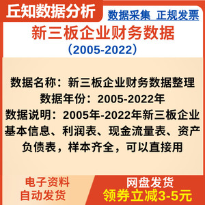 新三板企业财务数据整理2005-2022基本信息利润现金流量资产负债