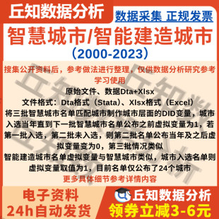 智慧城市DID智能建造城市2023-2000年虚拟变量含Stata、Excel格式