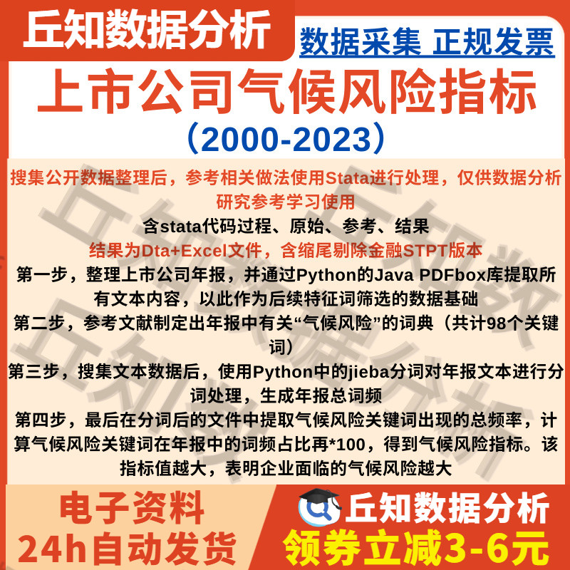 上市公司气候风险指数2023-2000年报词频Stata整理 Dta+Excel结果