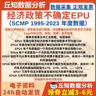 年度经济政策不确定性指数EPU1995-2023 SCMP数据整理含Stata代码
