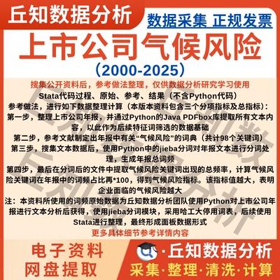 上市公司气候风险指数2025-2000含分项结果年报词频StataExcelDta