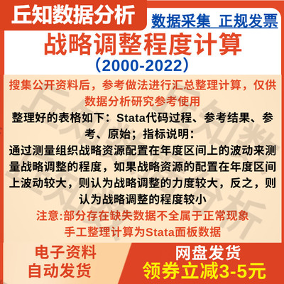 战略调整程度计算2022-2000Stata代码计算资源配置的年度区间波动