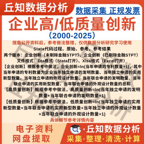 企业创新、高质量&低质量创新2025-2000上市公司数据StataExcel表