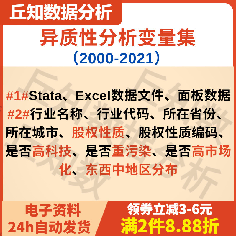 上市公司异质性分析变量集（2000-2021），可用于异质性分析。