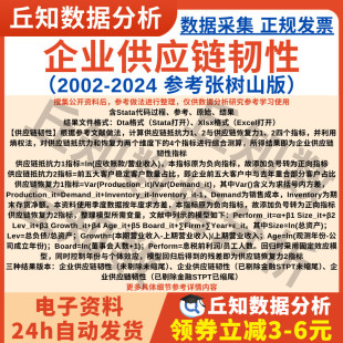 供应链韧性2024 上市公司企业Excel表张树山 2002年数据Stata代码