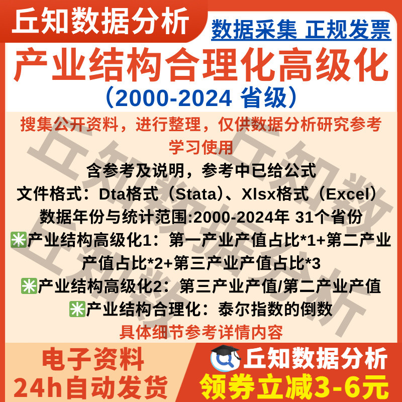 省产业结构合理化高级化2024-2000数据excel面板无缺失含参考说明