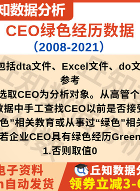 上市公司CEO绿色经历2008-2021 包括dta文件和Excel文件和do文档