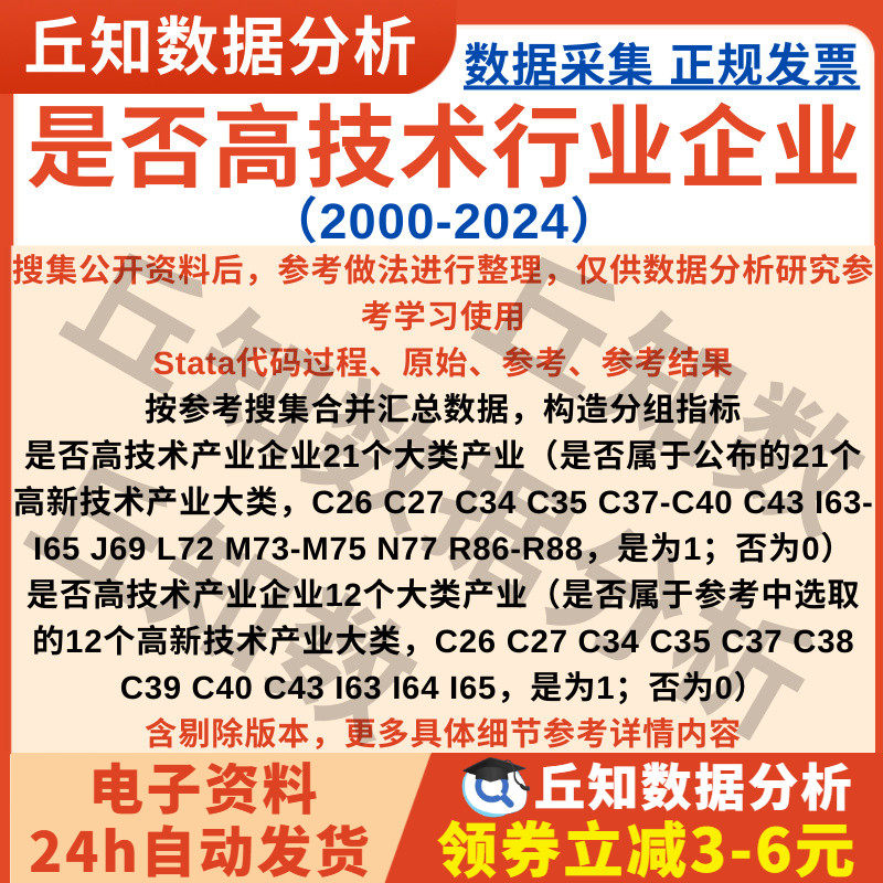 是否高技术行业企业2024-2000虚拟变量Stata代码上市公司分组数据