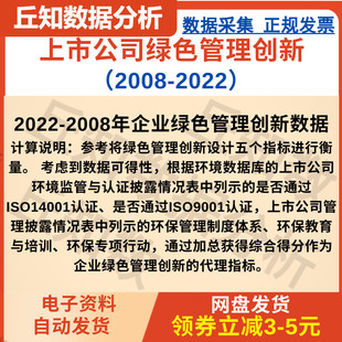 上市公司绿色管理创新数据2008-2022，五指标加总，Excel＋Dta