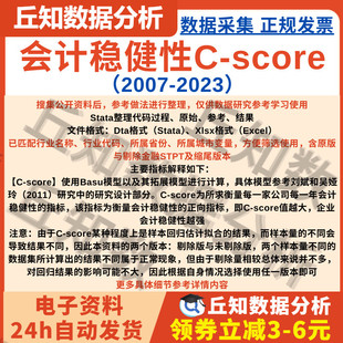 会计稳健性C-score2023-2007 含Stata处理代码 Basu模型拓展 盈余
