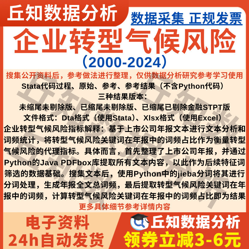 企业转型气候风险2024-2000上市公司词频结果数据StataExcel表格