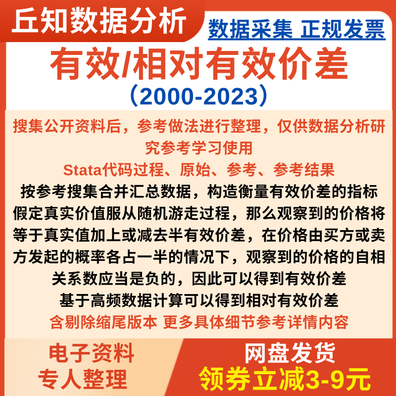 有效/相对有效价差2000-2023 Stata代码过程DO原始参考结果剔缩尾