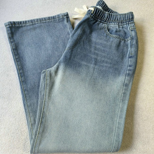 腰松紧休闲百搭牛仔裤 渐变色潮牌裤 9004 男女同款 春秋款