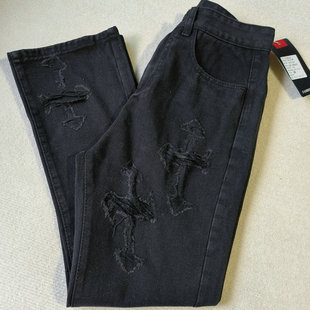 722 男潮牌街头嘻哈微喇裤 美式 vibe十字架牛仔裤