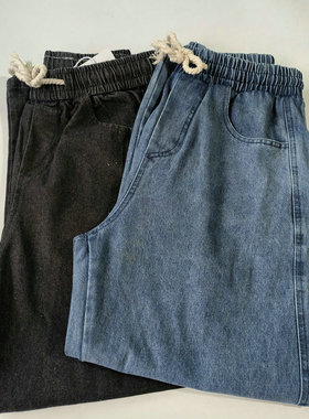 美式阔腿裤牛仔裤男高街宽松直筒潮流设计感复古长裤 66131