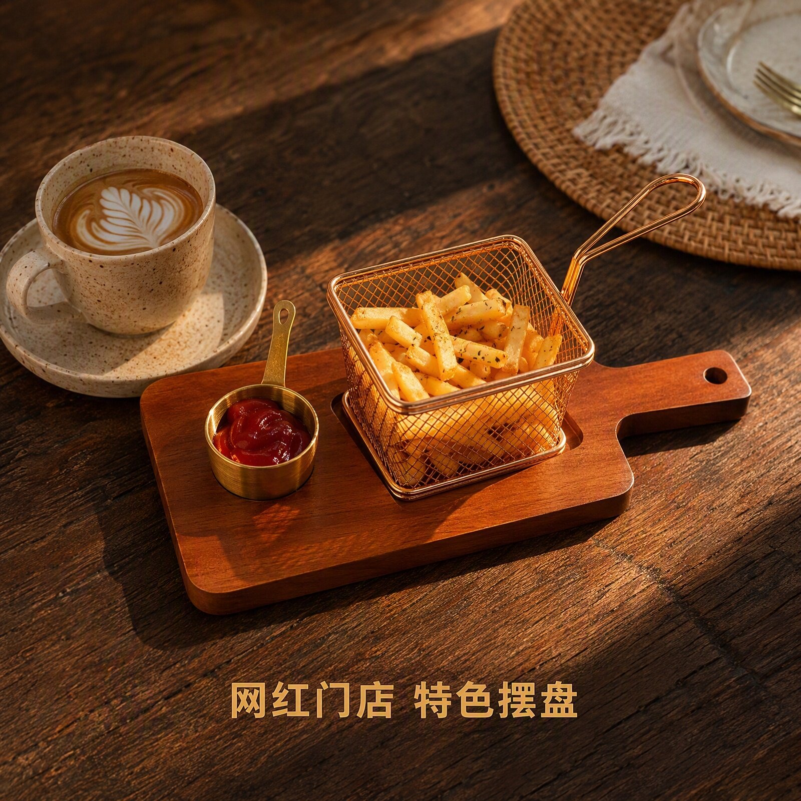 美式木托薯条炸鸡盘套装