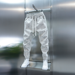 春秋新款 做旧水洗小脚牛仔裤 拼接束脚休闲裤 新款 韩版 2026潮流男士