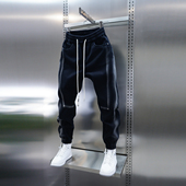 潮牌韩版 2025男士 时尚 百搭大口袋小脚裤 冬季 加绒拼接束脚休闲裤