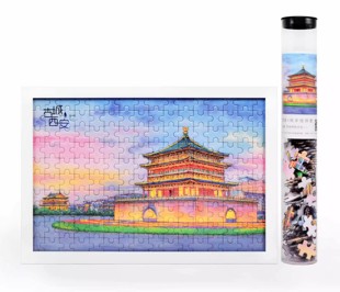 西安钟楼大雁塔兵马俑特色手绘风景旅游纪念品文创小礼物拼图摆件